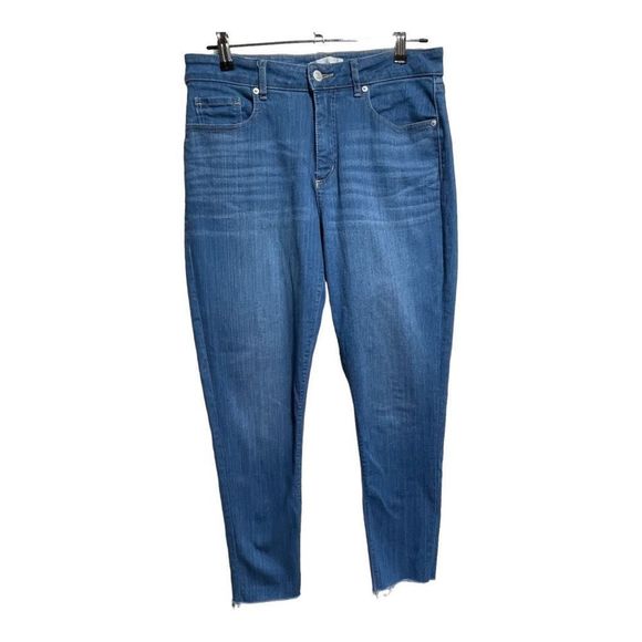 Loft Womens The Skinny Jeans Raw Hem Blue Size 29 8 - Picture 1 of 6